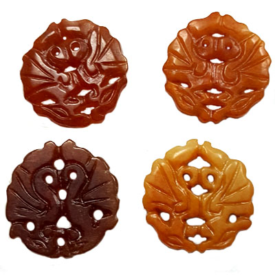 JADE SMALL PENDANT COUPLE SWAN 30MM RED (4 PCS)